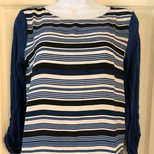 Ann Taylor Stripes Blue, Black and Ivory